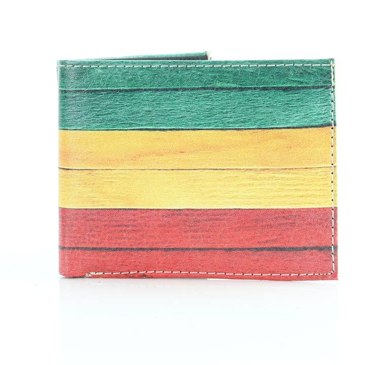Leather Impressions Inc – Engroshandel Tegnebog – til mænd – Rasta Flag Vegansk Læder Bi Fold Wallet # VL 648
