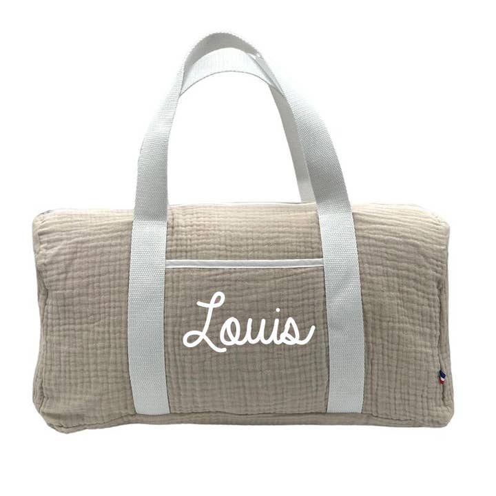 Bolsa de fin de semana personalizada de algodón doble gasa beige para venta al por mayor de oh la la paris
