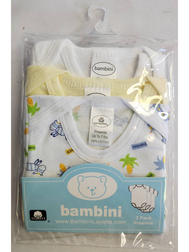 Bambini Infant Wear inc. - Wholesale Bodysuit (non-footed) – Baby - Preemie Short Sleeve Printed Variety Pack1