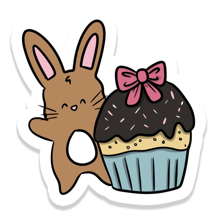 Cupcake Bunny Decal | Animal | Waterproof Sticker | 3" for wholesale by Rebel and Siren Stickers