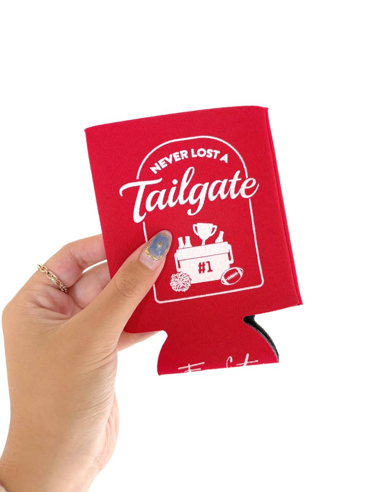 Never Lost A Tailgate Koozie for wholesale by Four Sisters