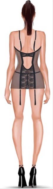 Black GIA LACE CHEMISE & G-STRING SET for wholesale on Faire6