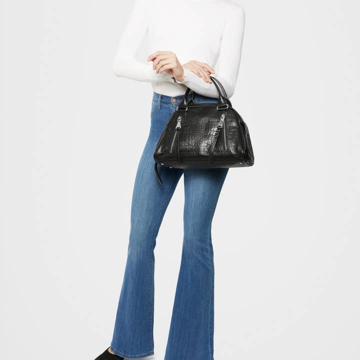 Black Croco Day Dream Satchel for wholesale on Faire2