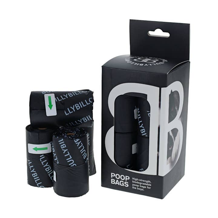 Premium biologiskt nedbrytbara starka bajspåsar med handtag för wholesale av BullyBillows Ltd