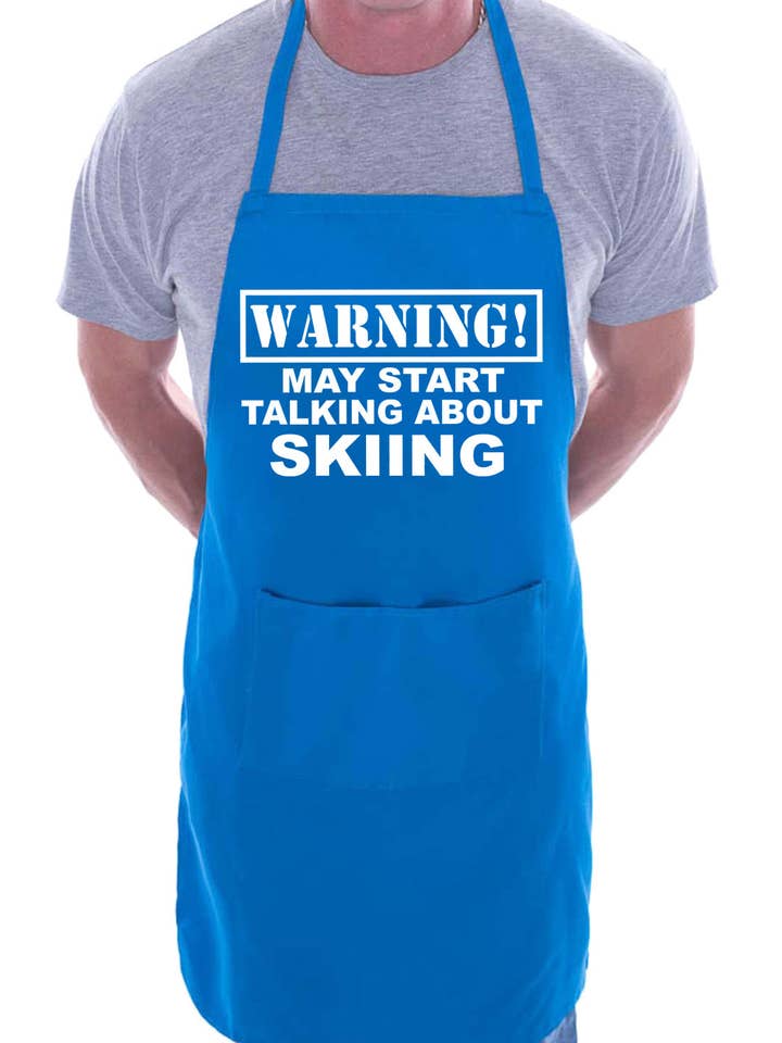 Warning May Talk About Skiing BBQ Cooking Apron for wholesale by Print4U