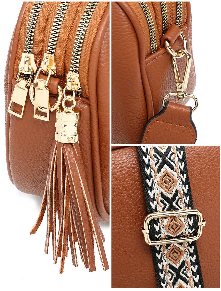 Papaya Fashion Ltd – wholesale Crossbody bag – Women's – B23007 Cross Body Handbag with three zip top sections14