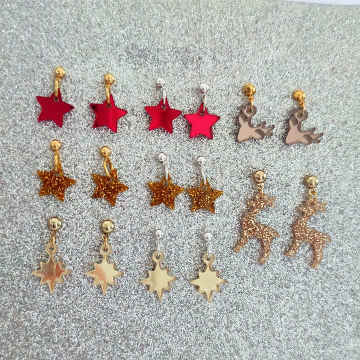 Skinnende Reindeer Star øreringe for engroshandel hos Sweets & Pearls