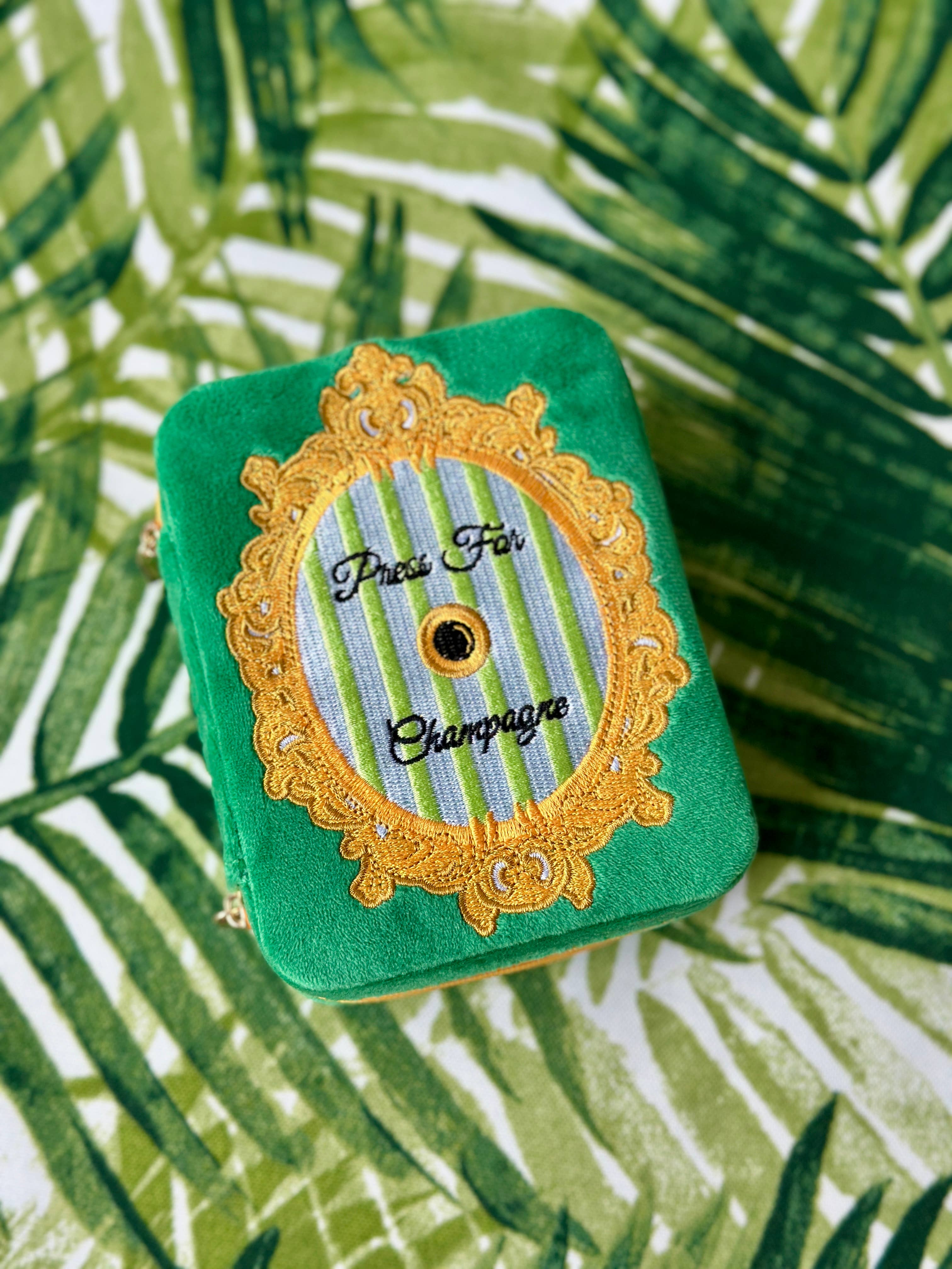 Living Royal - Wholesale Jewelry Box/Organizer - Velvet Jewelry Zip Case / Organizer - "Press for Champagne"4