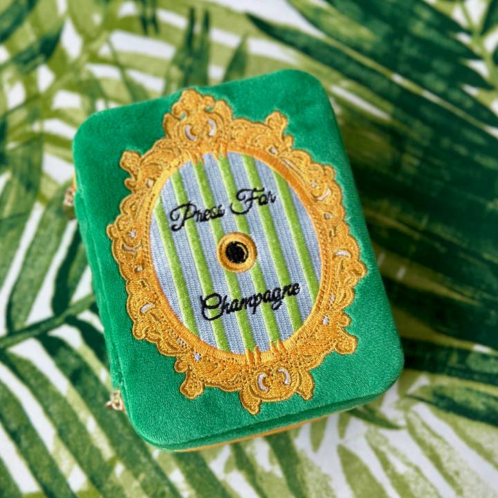 Living Royal - Wholesale Jewelry Box/Organizer - Velvet Jewelry Zip Case / Organizer - "Press for Champagne"4