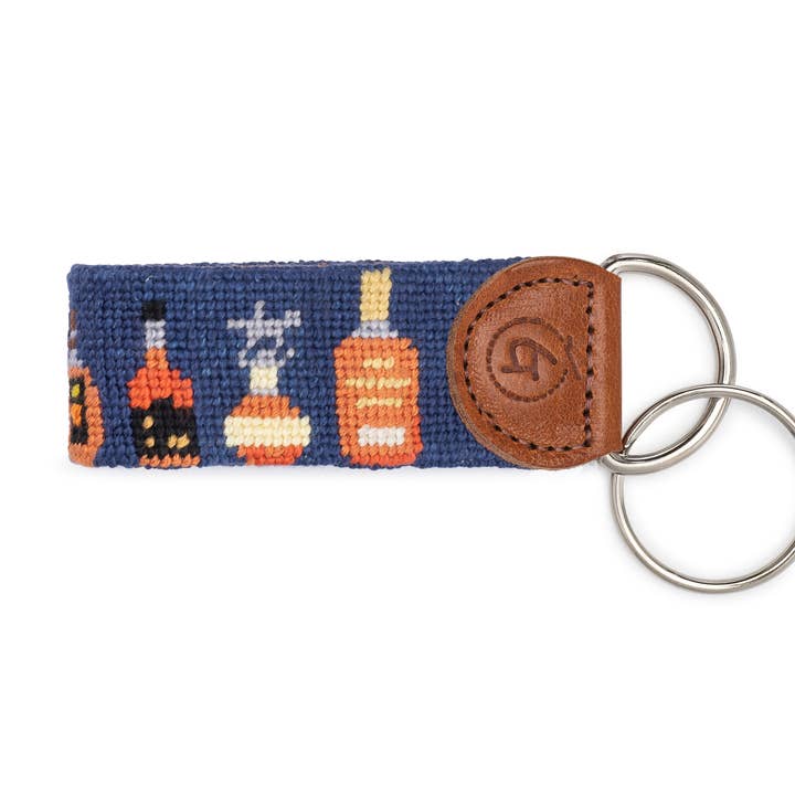 Good Threads - Wholesale Keychain - Unisex - Bourbon Bottles Needlepoint Keychain1