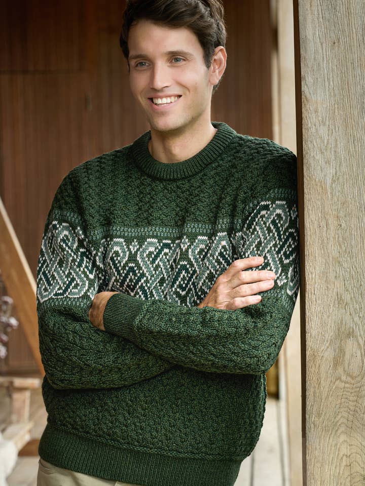 UNISEX JACQUARD CREW NECK SWEATER C5349
for wholesale by Aran Crafts