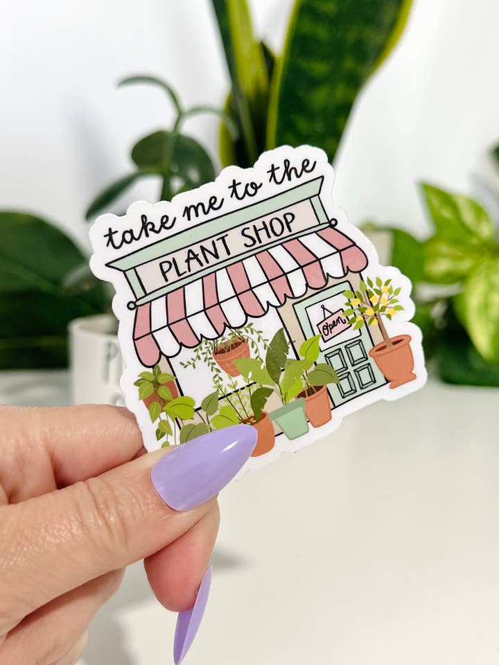 Plantebutik Klistermærke, Planteelsker Klistermærker, Tilpassede Plantegaver for engroshandel hos Peach Tree Design Shop