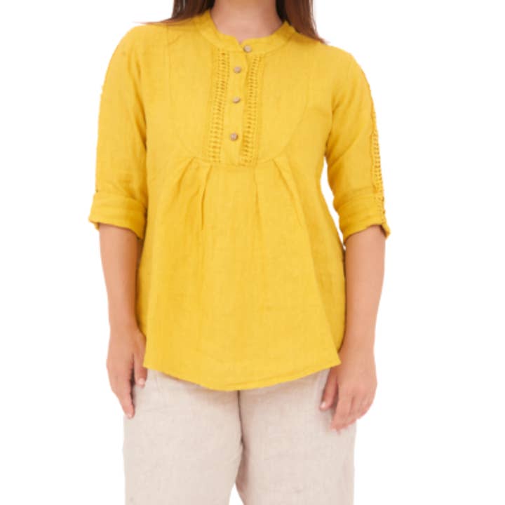 6717 Top de Linho Italiano Senape Vera May por atacado de VeraMay