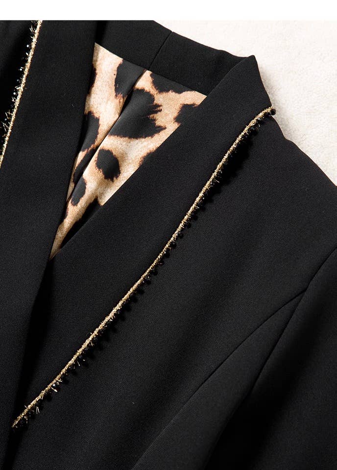 Black DR879YWomen’s Double-Breasted Blazer Dress with Lapel Collar for wholesale on Faire2