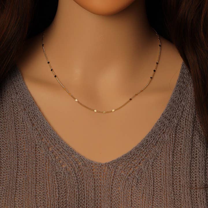 BestBeads&Beyond - Wholesale Link & Chain Necklace - Dainty Gold disc Chain Necklace, Sku#EF474