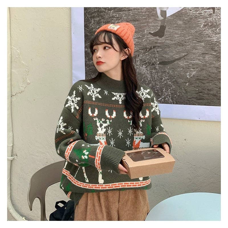 UZ Wholesale Store - Venta al por mayor Jersey de punto - Mujer - Suéter de punto suelto con cuello redondo dulce0