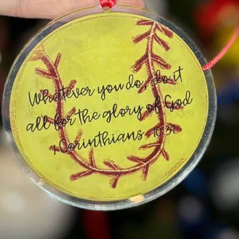 Casey Andrews Art - Wholesale Ornament - Softball Acrylic Ornament0