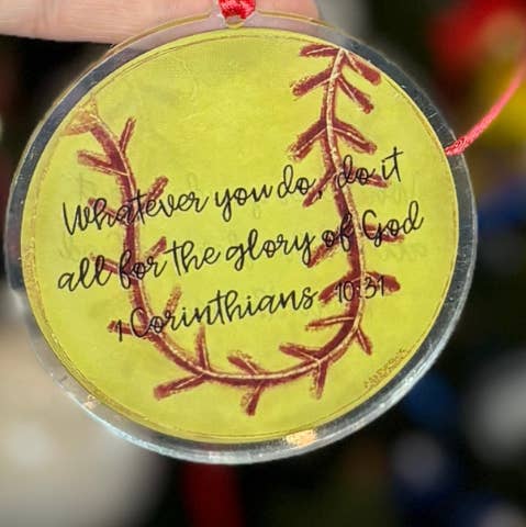 Casey Andrews Art - Wholesale Ornament - Softball Acrylic Ornament0