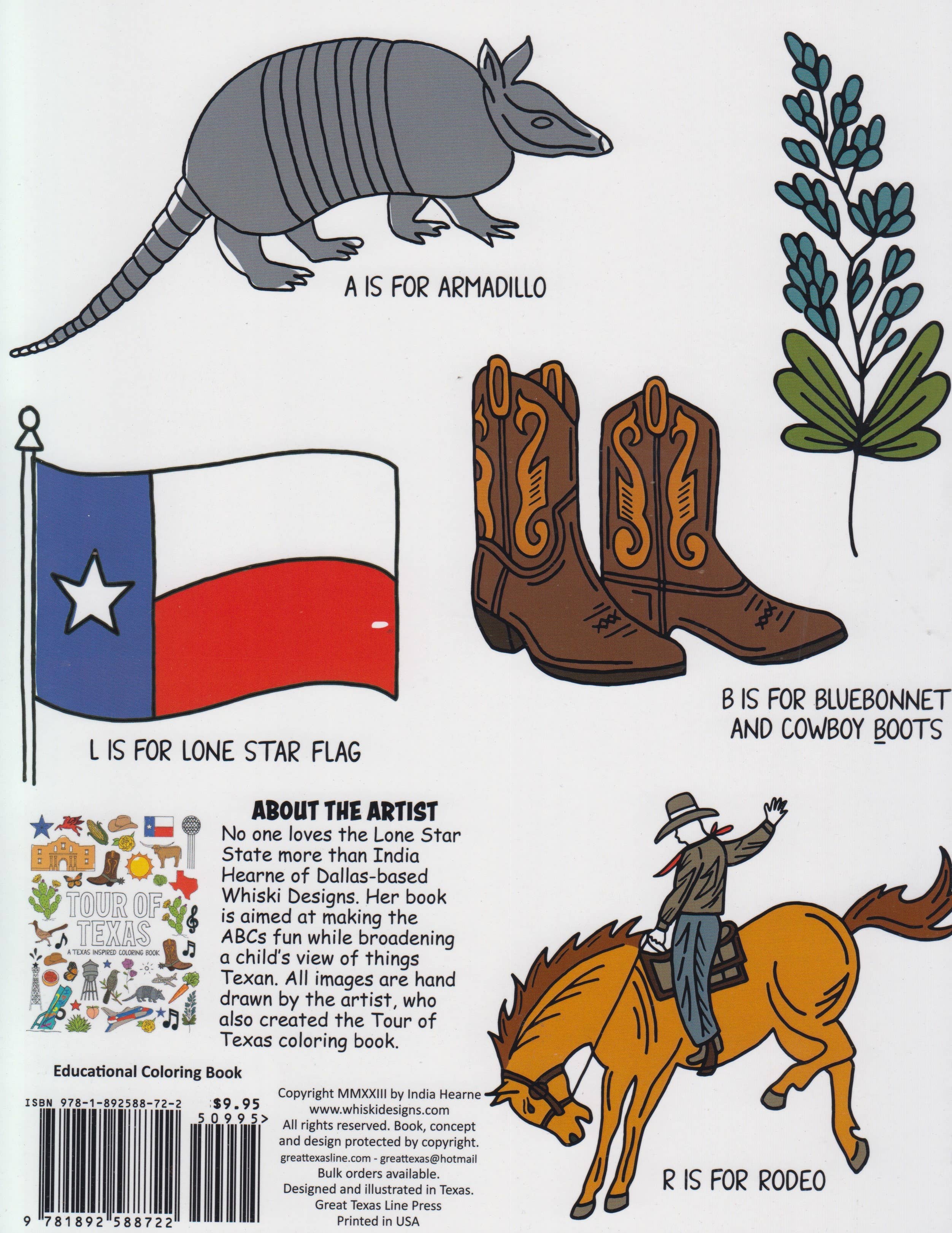 Great Texas Line Press - Vente Livre de coloriage et d'activités pour enfants et bébés - Texas A à Z - Livre de coloriage pour enfants et bébés1