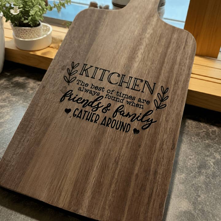 Laser Engraved Acacia Wood Cutting Board – Kitchen Decor, Cheeseboard, Gift for Food Lovers for wholesale by Seeds & Sawdust