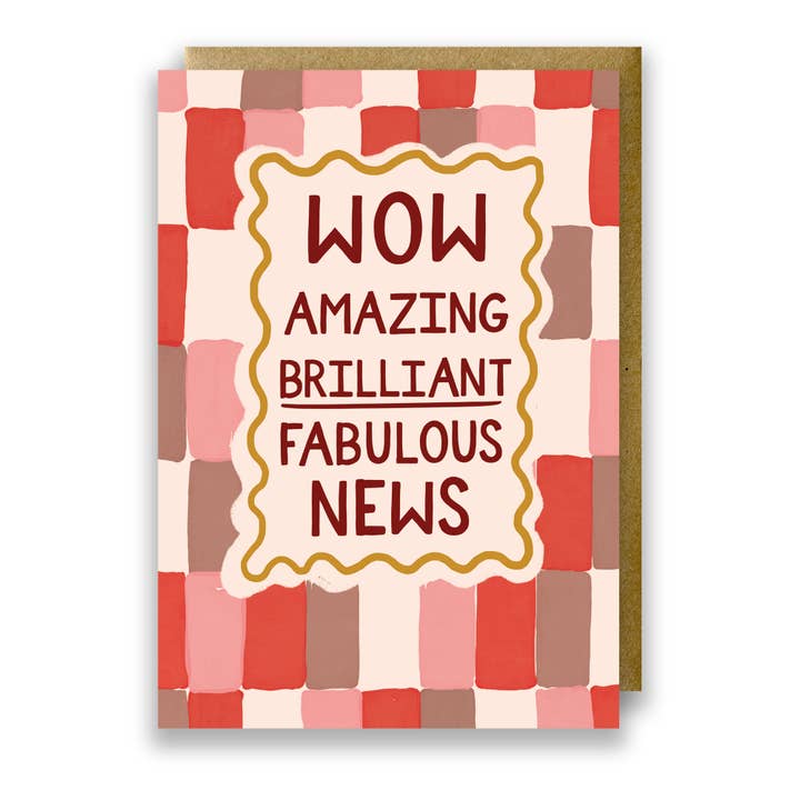 Geo Print Recycled Congratulations Card - Wow Amazing News for wholesale by Jessie Maeve Studio