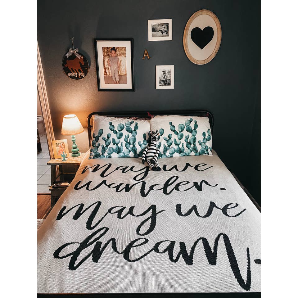 Made in the USA | May We Wander May We Dream Throw Blanket for wholesale by Modern Burlap