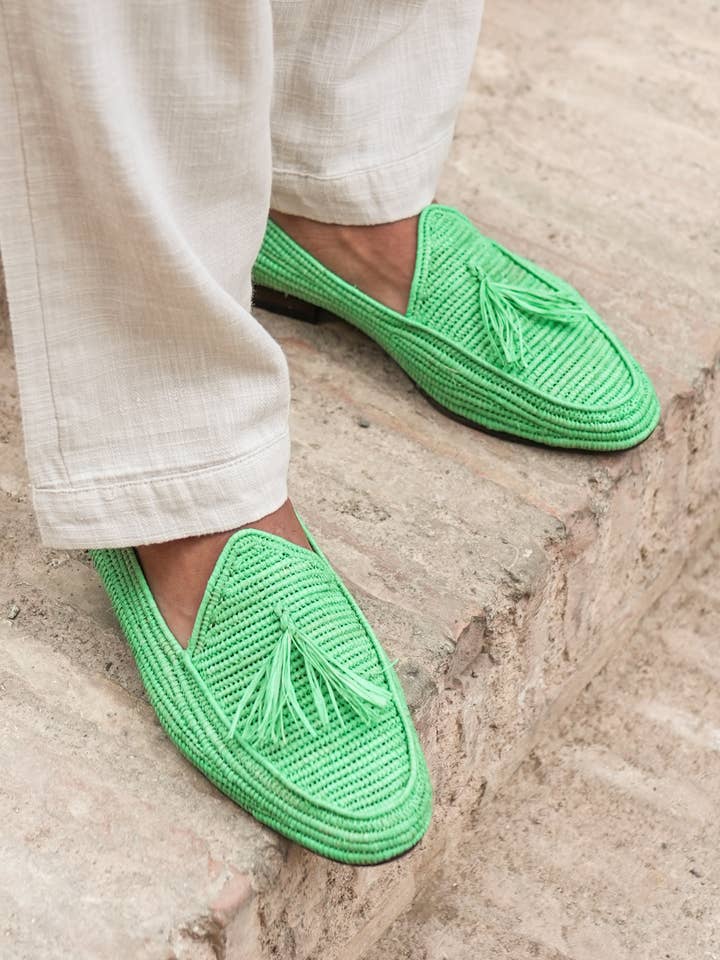Men's Raffia Shoes, Raffia Loafers, Raffia Moccasins for men for wholesale by isli and tisli