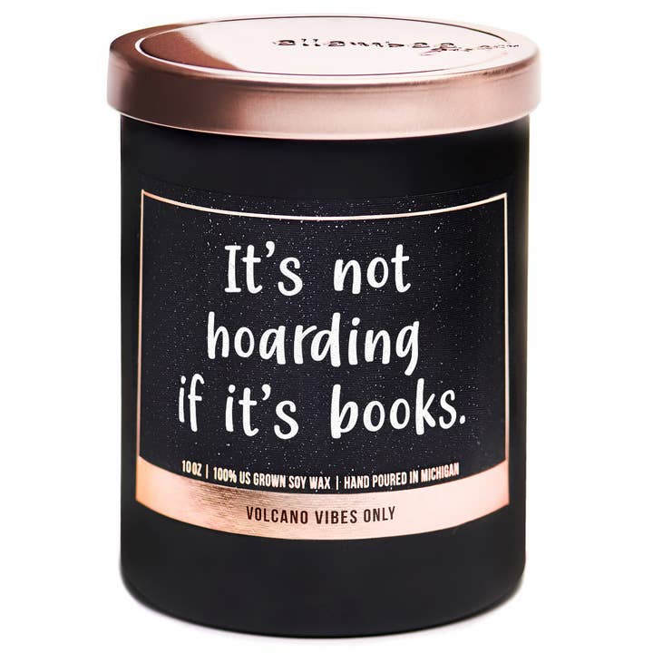 ellembee gift - Wholesale Jar/Filled Candle - It's not hoarding if it's books funny candle | volcano scent