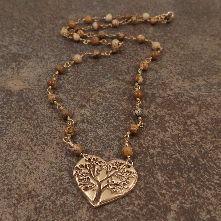 Brynn - Collier en forme de cœur Arbre de Vie pour la vente par Felicity Jewelry Designs