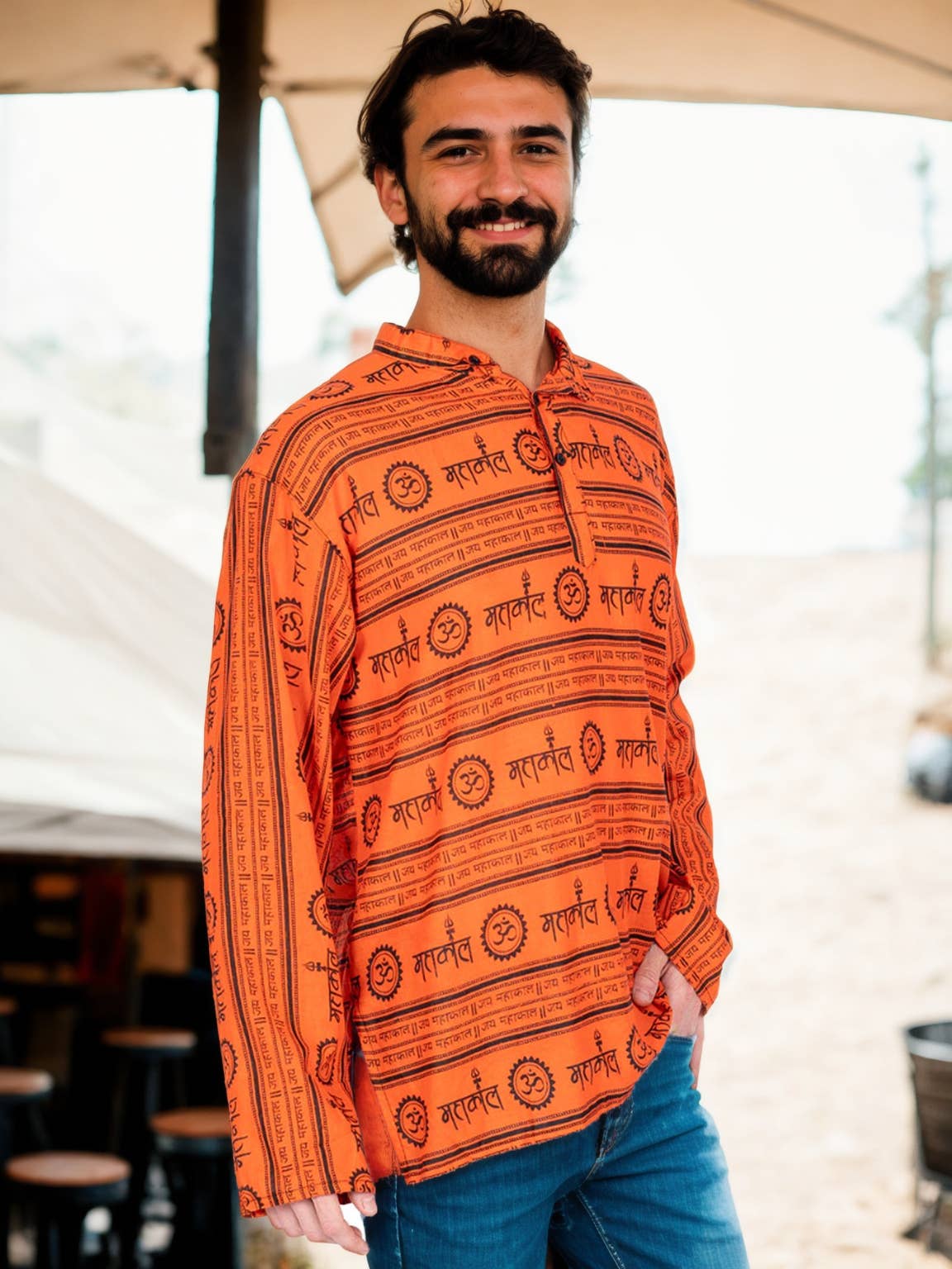 Orange Kurta for Men's Style Ethnic Shirt for wholesale on Faire
