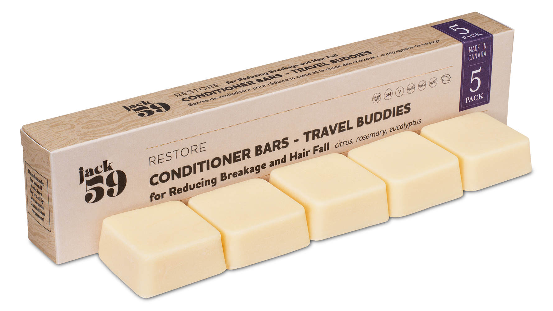 Jack59 Inc. - Vente Après-shampoing - Barres d'après-shampoing Travel Buddies - Recharge (pack de 5) - Jack597