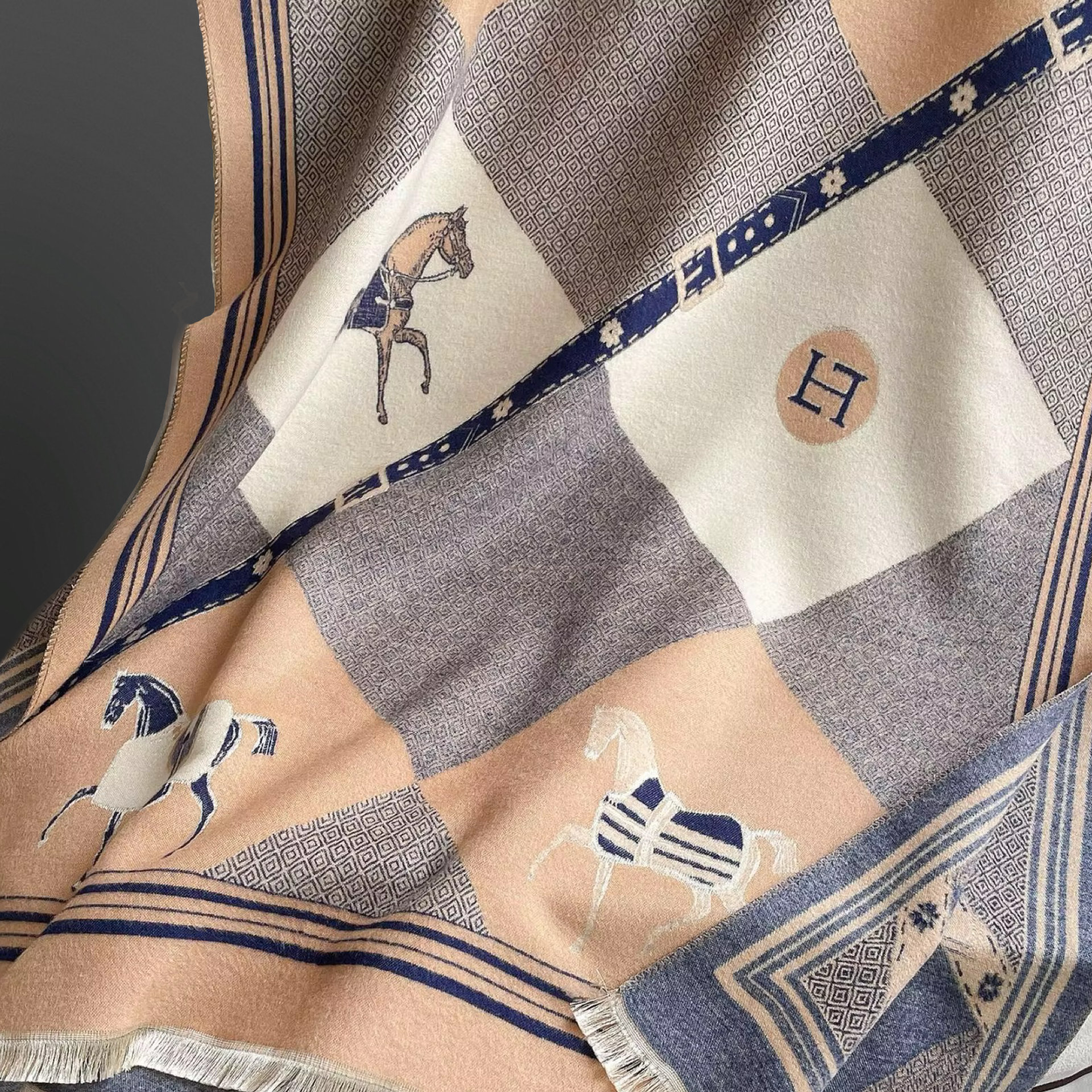 Westrian International - Wholesale Scarf - Unisex - Equestrian Diamond Pattern Viscose Winter Scarf2