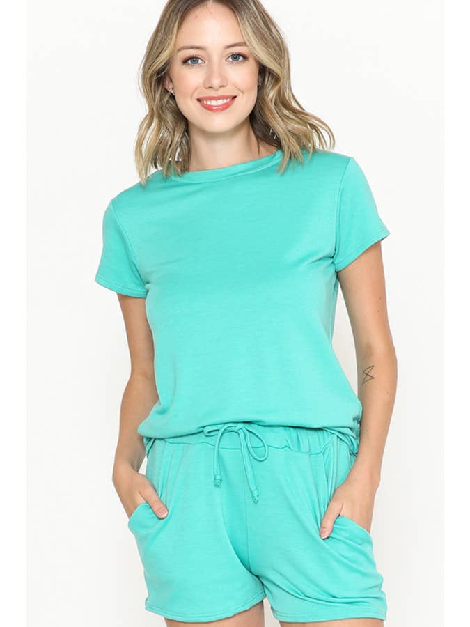 Burgundy Apparel - Wholesale Lounge Set - Women's - SHORT SLEEVE AND SHORTS SET16