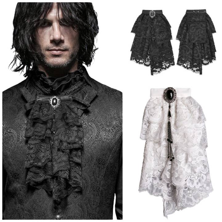 Western Fashion - Vendita all'ingrosso Cravatta - Uomo - 200107 - Cravatta in pizzo/Jabot, nera, taglia unica