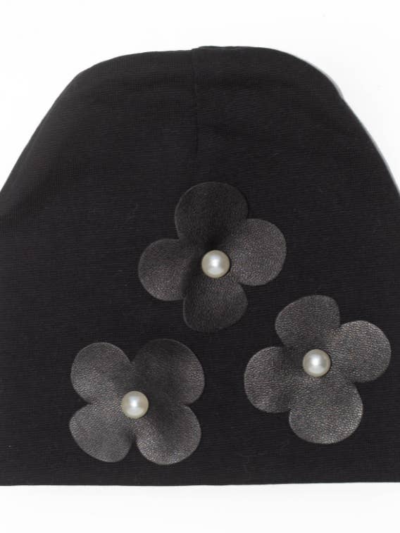 Flower Baby Hat Black för wholesale av Bow&Teke