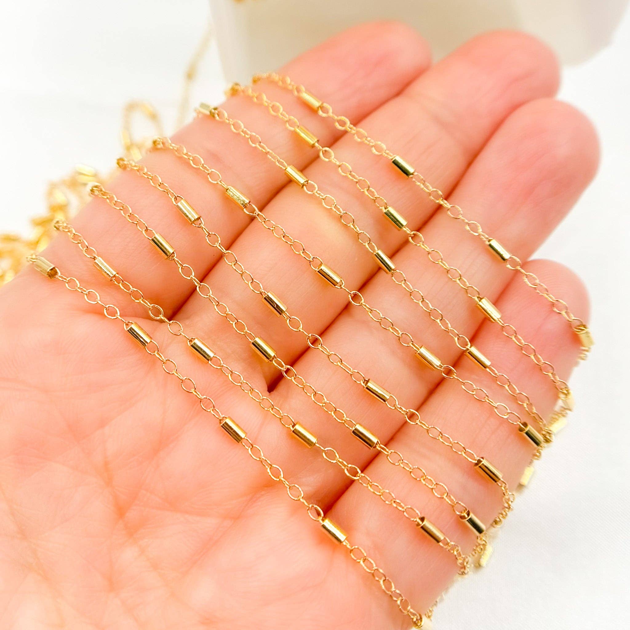 Tresor Jewelry Inc. - Wholesale Link & Chain Necklace - 1203GF. 14K Gold-Filled Tube Size Satellite Chain1