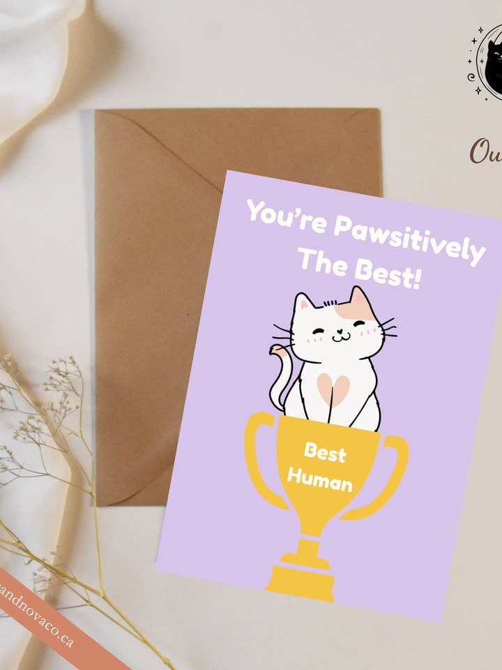 “You’re Pawsitively the Best!” – Cute Cat Appreciation Card for wholesale by Moonie & Nova Co.