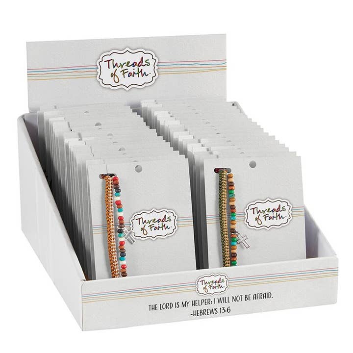 Filled Display - 2 pc Cross Charm Bracelets - 36 pcs for wholesale by Faithworks by Creative Brands