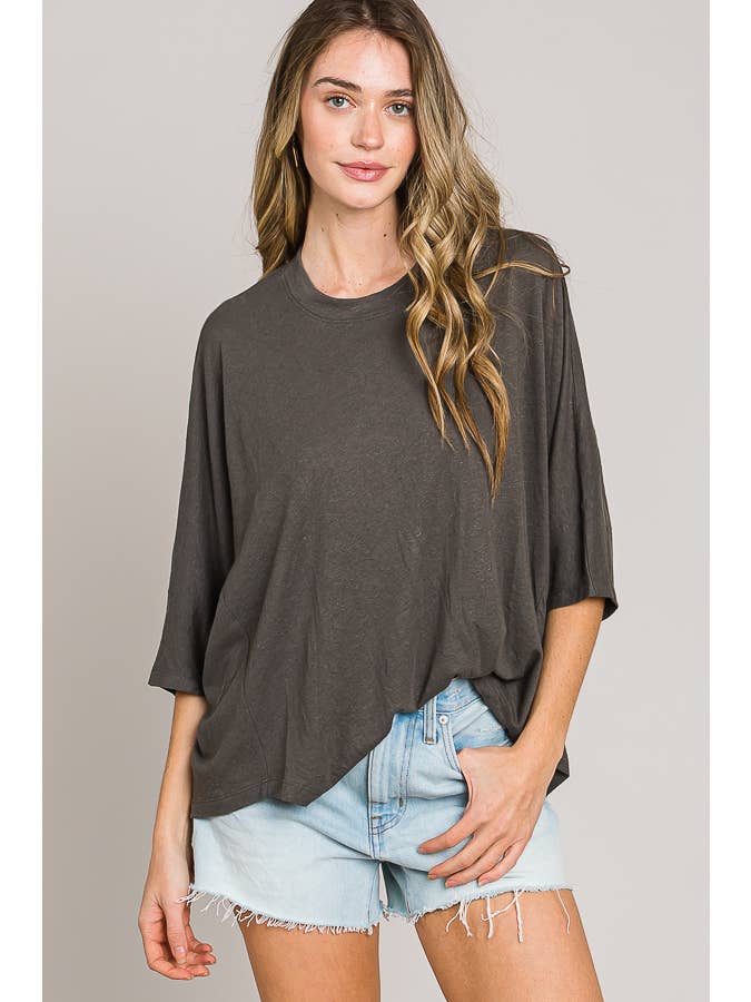 Cerule - Vente Haut en maille – femme - Haut en tricot cochon surdimensionné à manches coudes1