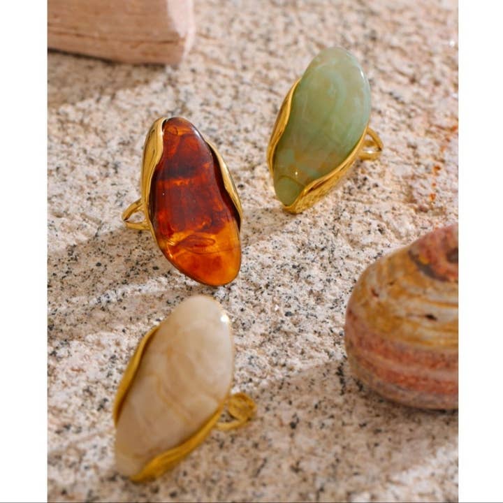 Misgraceful - Wholesale Cocktail/Statement Ring - Resin Stone Rings - 3 Stones1