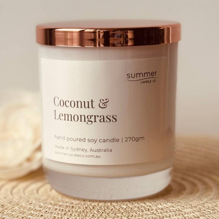 Coconut & Lemongrass Soy Wax Candle for wholesale by Summer Candle Co