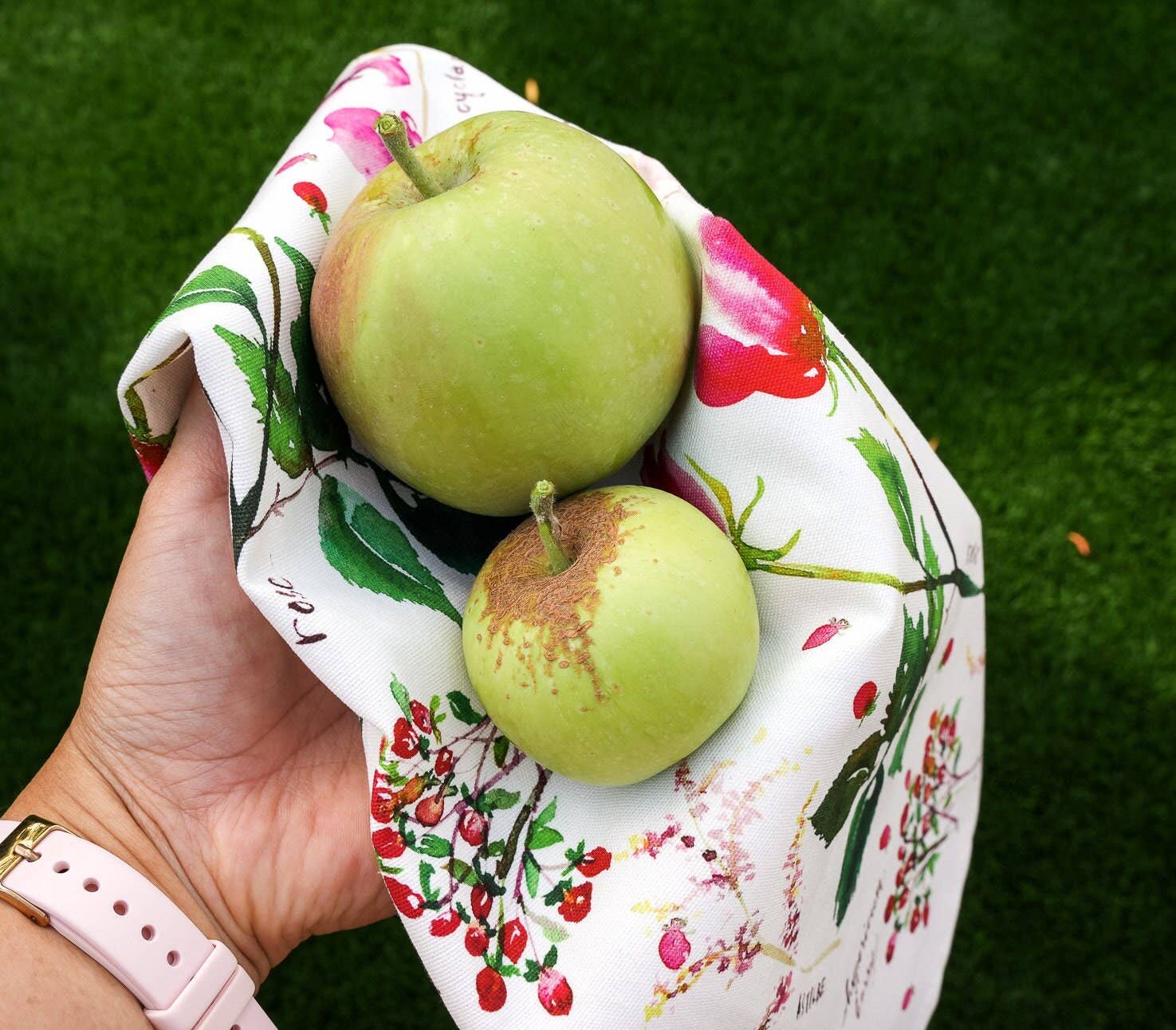 Jean Choe Art & Design - Wholesale Tea Towel - Botanical Rainbow (Red) Kitchen Tea Towel. Floral Tea Towel.6