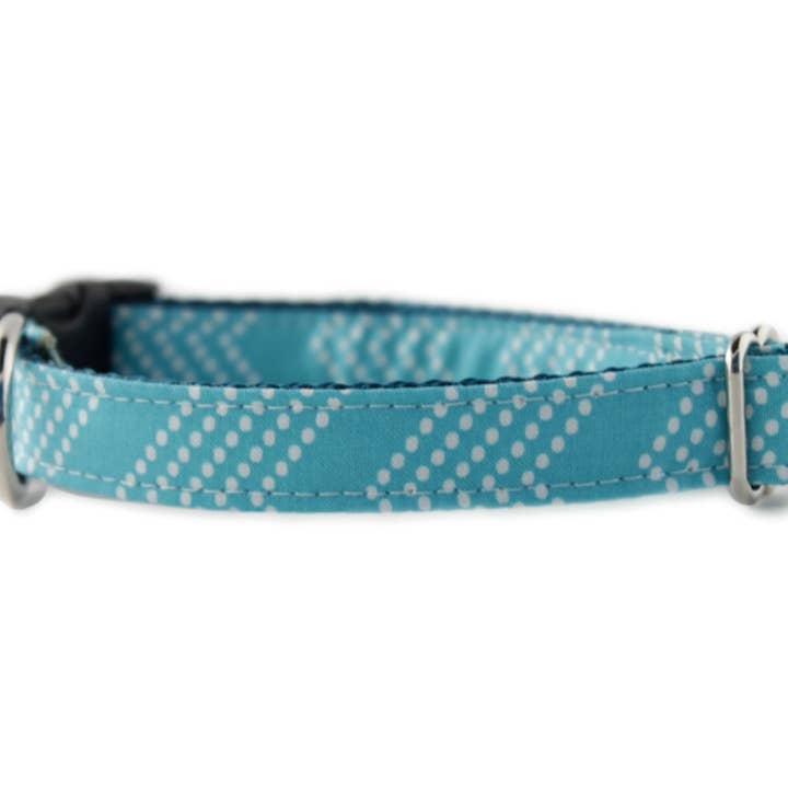 Aqua Splash Chevron Dog Collar Small for wholesale by Sophisticated Pup