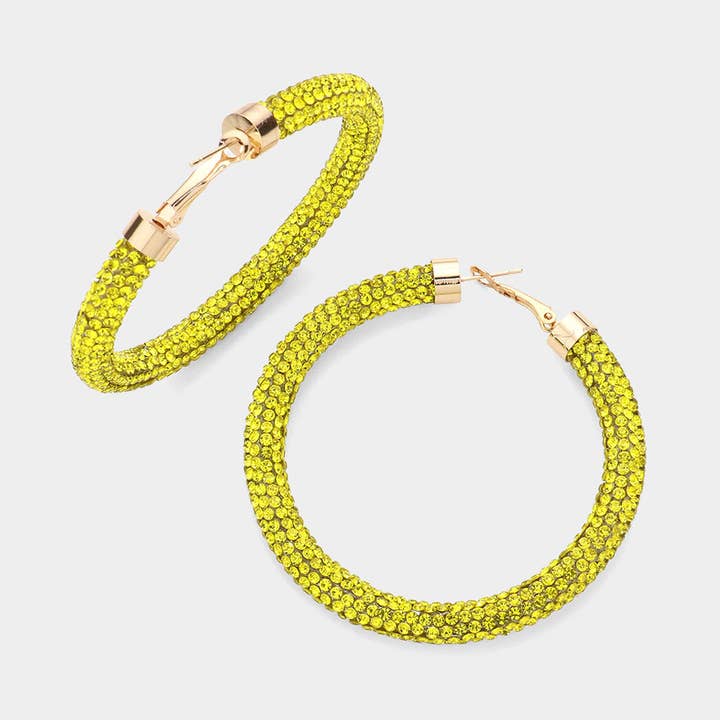 Sensibling Corp. - Wholesale Hoop Earrings - Rhinestone Pave Hoop Earrings
8