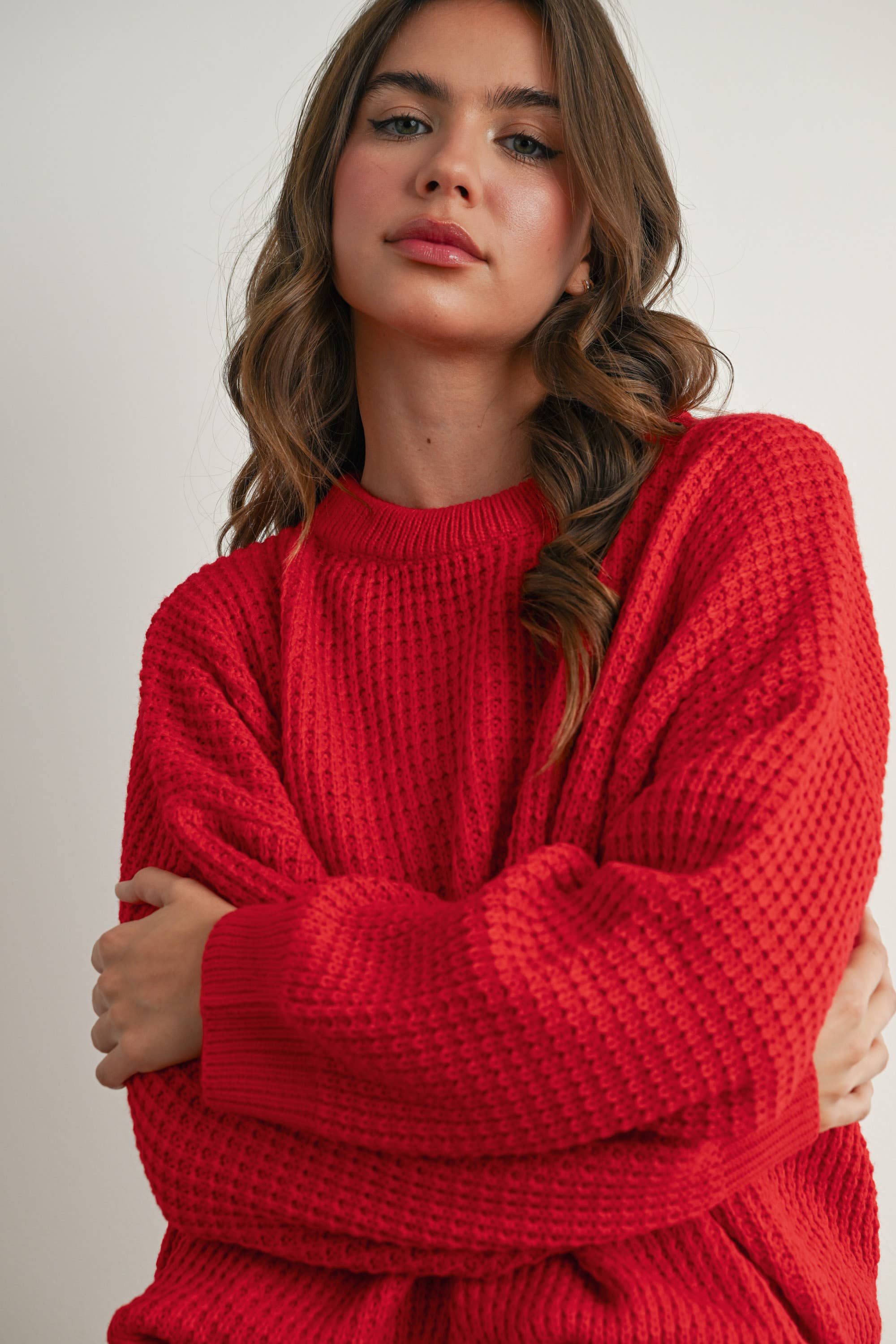 BUTTERMELON - Wholesale Knit Sweater - Women's - Round-Neck Classic Long Sleeve Top - BMW778224