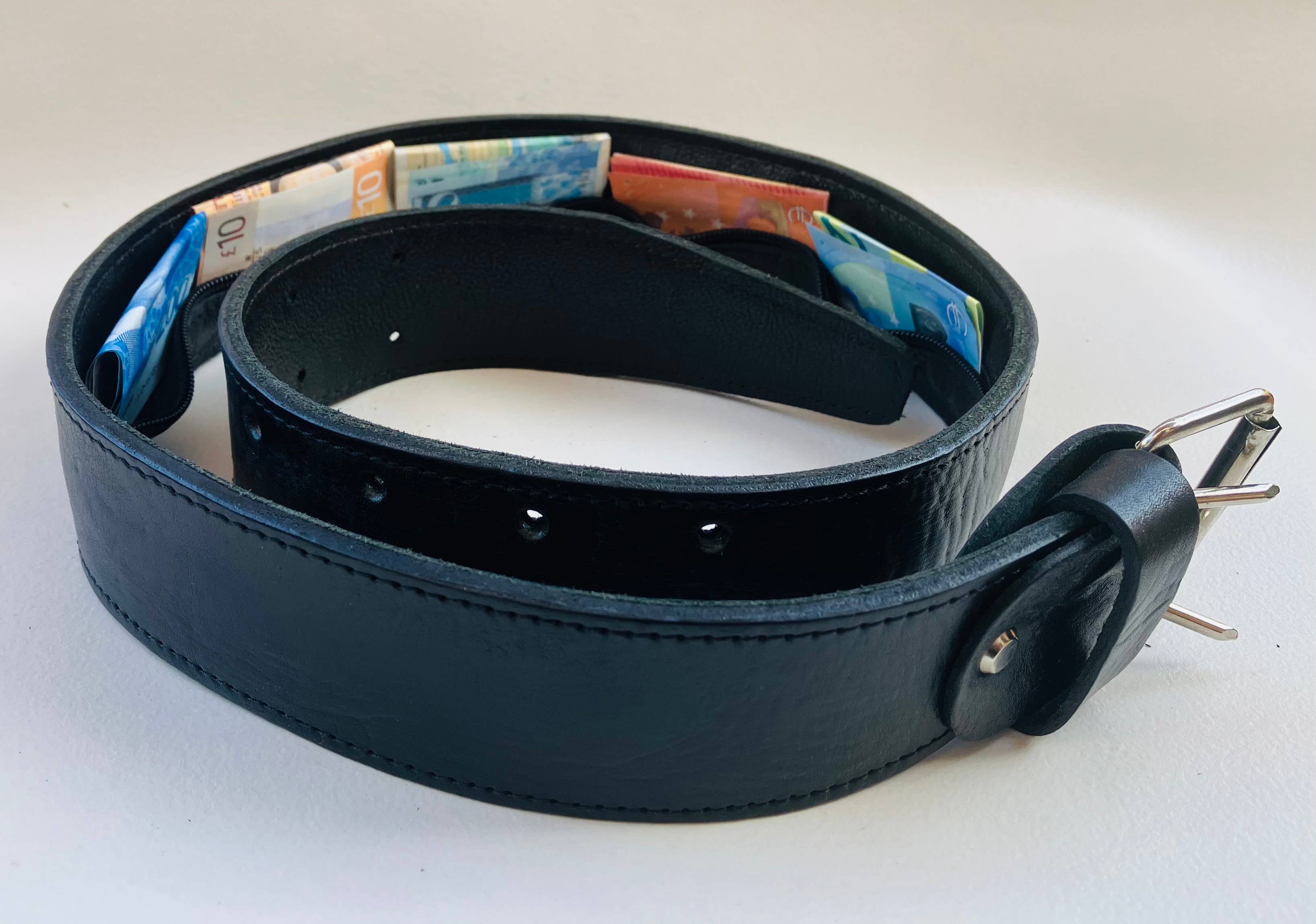 Black Money Belt, Security Belt, Leather Travel Belt for wholesale on Faire6