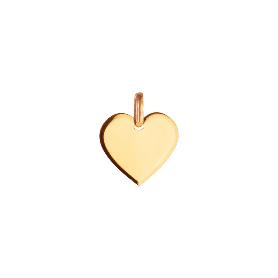 Bijoux Fabrication Française - Wholesale Individual Charm/Pendant - Heart Medal to Engrave - Chamfered - Gold Plated - Silver 925‰3