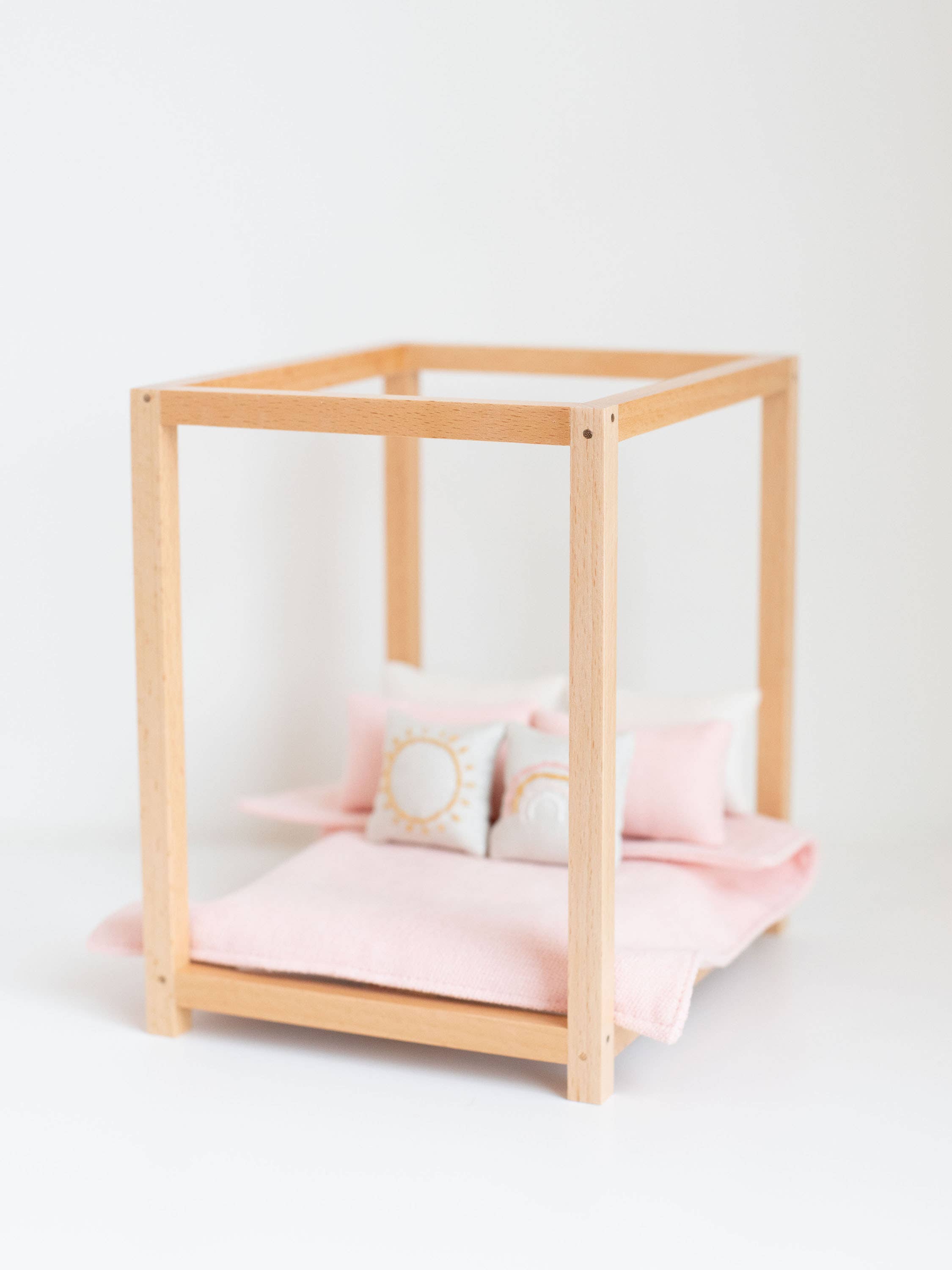 Macy Mae Dollhouse Designs - Wholesale Doll - Kids - Four Poster Bed + Mattress | Natural Wood7