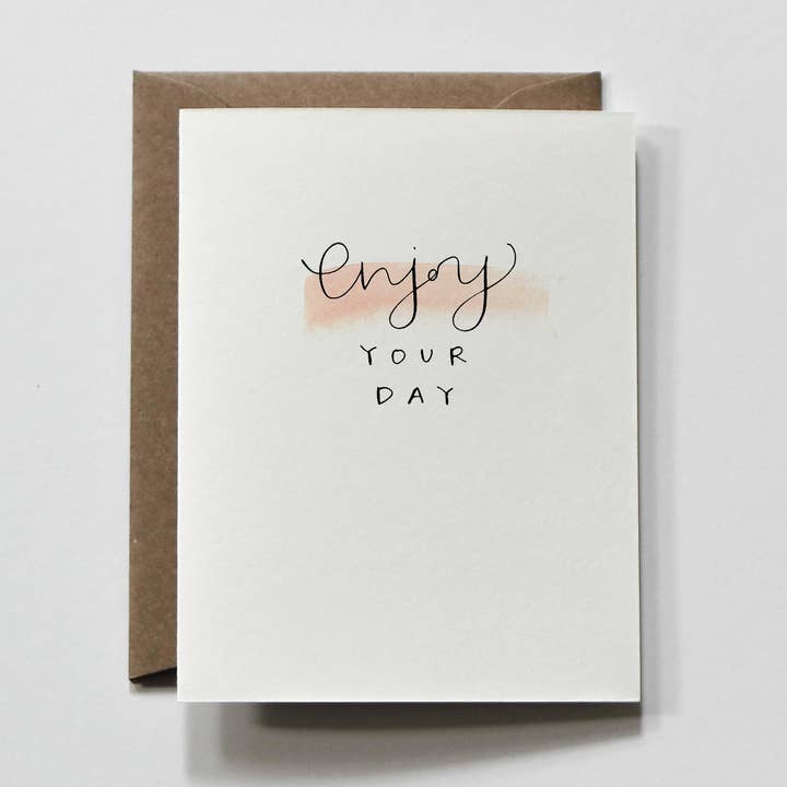 Geniet van je dag | Watercolor Wash Pink verjaardagswenskaart voor wholesale door everglow handmade