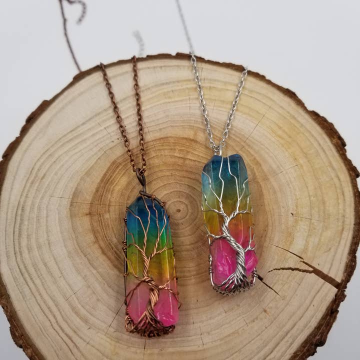 Wired Rainbow Crystal Necklace for wholesale by CHAKRA JEWELRY